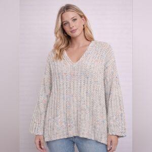 POL Chunky Knit V-Neck Oversized Sweater – Ultra Soft - NEW